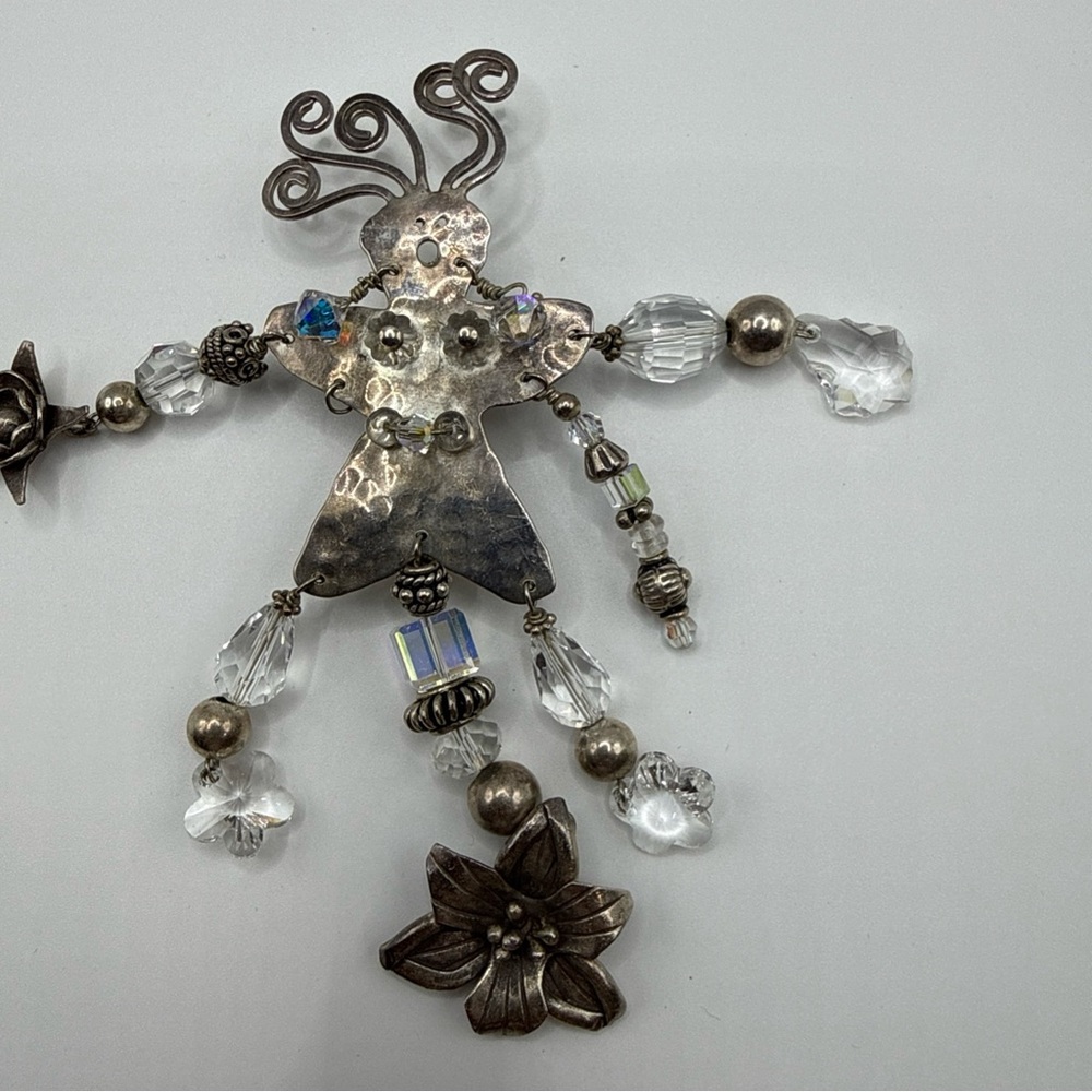 Artisan Signed V R VR Sterling Gemstone Venetian Bead Pendant Or Brooch